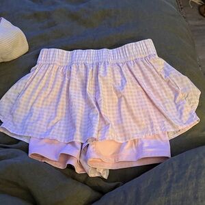 Blogilates Woven Ruffle Shorts Pink Gingham